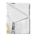 thumbnail image 2 of Eiffel Tower Soft Flannel Fleece Throw Blanket, Sketch of Laughing Girl in Front of Eiffel Tower Paris Happiness Stain, Cozy Plush for Indoor and Outdoor Use, 70" x 90", Multicolor, by Ambesonne, 2 of 5