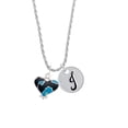 thumbnail image 1 of Delight Jewelry Silvertone Hot Blue Large Cheetah Print Heart Silvertone Script Initial Disc - J - Charm Necklace, 20"+3", 1 of 4
