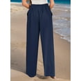 thumbnail image 5 of Sanopy Womens Casual Wide Leg Pants High Waisted Button Down Straight Long Trousers Palazzo Pants, 5 of 6