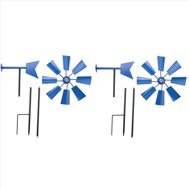 2 Pieza de de Viento de Viento de Hierro de Viento Enchufable Winnower JardíN Spinner de Viento Adorno-Azul