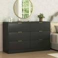 thumbnail image 4 of Spaco Simply Modern 6-Drawer Dresser with Golden Metal Handle, Large Storage Cabinet with Anti-Tipping Device, Chest of Drawers for Indoor as Bedroom, Living Room, Black, 4 of 20
