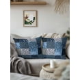 thumbnail image 3 of 1 Pack Outdoor Pillows Waterproof, Animals Print Plaid Indoor/Outdoor Throw Pillows with Inserts, Blue Checkered Leopard Textured Decorative Pillow for Patio Furniture Chairs Couch, 3 of 8