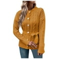 thumbnail image 2 of Cardigan Sweaters for Women Long Sleeve Button Waist Tie Crochet Knitted Sweater Jacket Coat Womens Cardigan Sweaters, 2 of 6