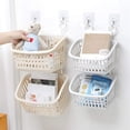 thumbnail image 3 of Cesta colgante de plástico para ducha, cesta de almacenamiento organizadora de conexión, con gancho, para baño, cocina, despensa, baño, dormitorio, 3 uds., 3 of 5