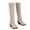 Beige, variant on Fesfesfes Tall Boots For Women Slip-on Thick Wedge Heels High Heels Solid Color Winter Warm Knee High Round Toe Thick Fleece Snow 43(US:9.5)