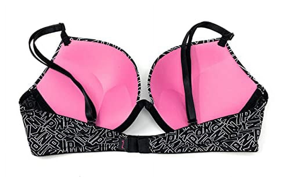Victoria's Secret Pink Wear Everywhere Super Push-Up Bra 34B Black Leopard  Lace 