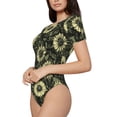 thumbnail image 2 of Naloa Sunflowers Women's Short-Sleeved Onesie, One-Piece Swimsuit for Parties, dates, clubs - Large, 2 of 9