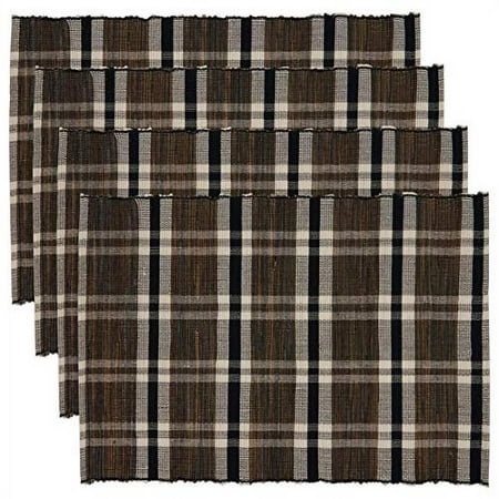 

Fennco Styles Plaid Woven Water Hyacinth Placemats 14 x 20 Inch Set of 4