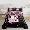 thumbnail image 2 of Manfei Girls Pink Monogrammed Queen Comforter Set 3 Pieces, Personalized Letter E Bedding Sets, Kawaii Axolotl Cherry Blossoms Bedding Comforter Set, Luxury Bedroom Decor, 2 of 8