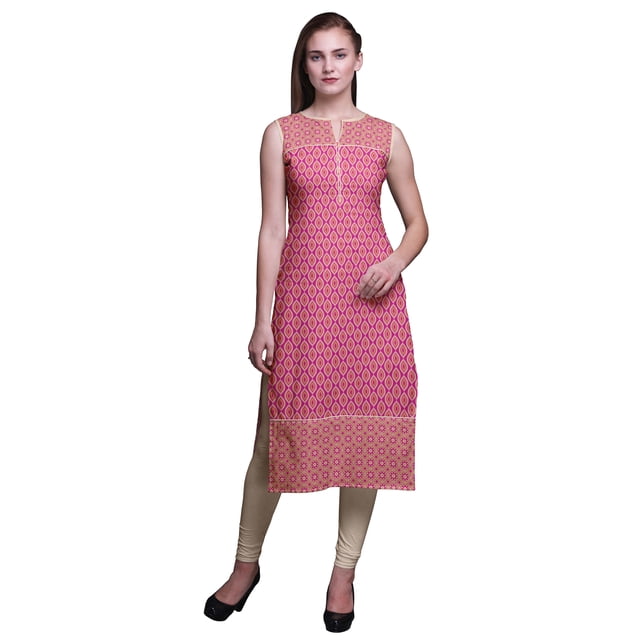 Bimba Kurti Droite Imprimée pour Femmes Sans Manches Tenue d'Été Kurta Tunique Moyen