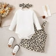 thumbnail image 2 of NZRVAWS Infant Baby Girl Outfit Set 18 Months Long Sleeve Romper Top and Suspender Leopard Print Skirt Set 24 Months Baby Girl Clothes, 2 of 6