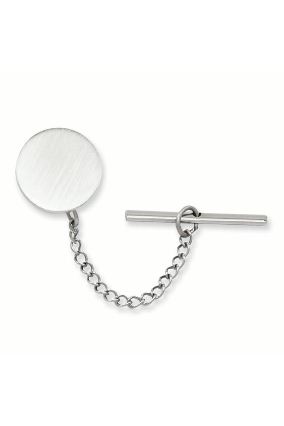 Rhodium-plated Round Satin Tie Tack