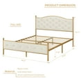 thumbnail image 7 of Platform Bed with Button Tufted Headboard, Velvet Upholstered Wood Slats Support Bed Frame, 7 of 7