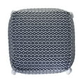 thumbnail image 6 of LR Home Small Tassels Geometric Indoor Square Pouf, Navy/Ivory, 18" x 18" x 14", 6 of 8