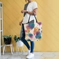 thumbnail image 6 of Open Top Canvas Tote Bag with Zipper Reusable Shopping Bag 13.5x15" Roomy Carryall Teal and Orange Abstract Shapes, 6 of 9