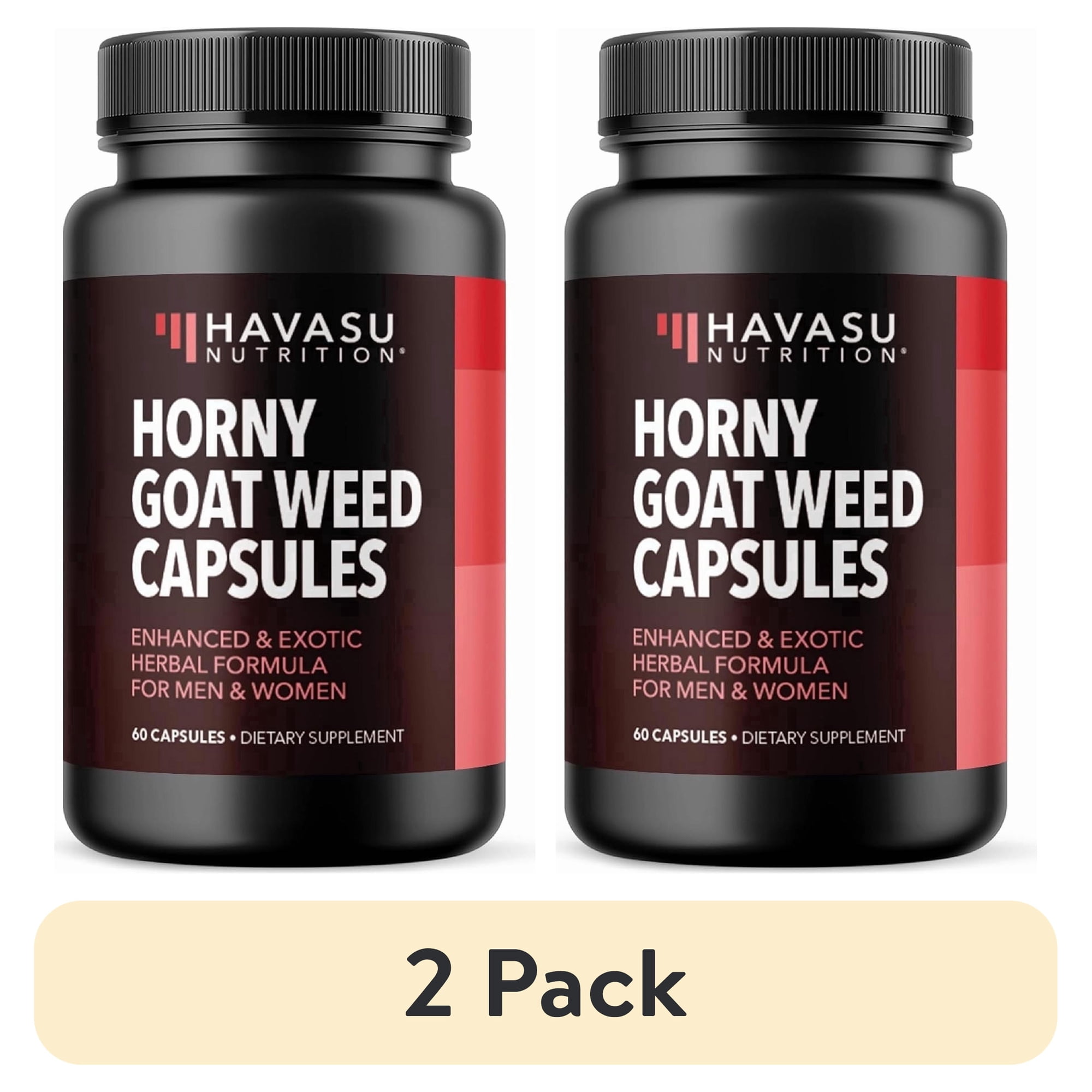 (2 pack) Havasu Nutrition Horny Goat Weed Supplement with Tongkat Ali for Men and Women, 60 Count