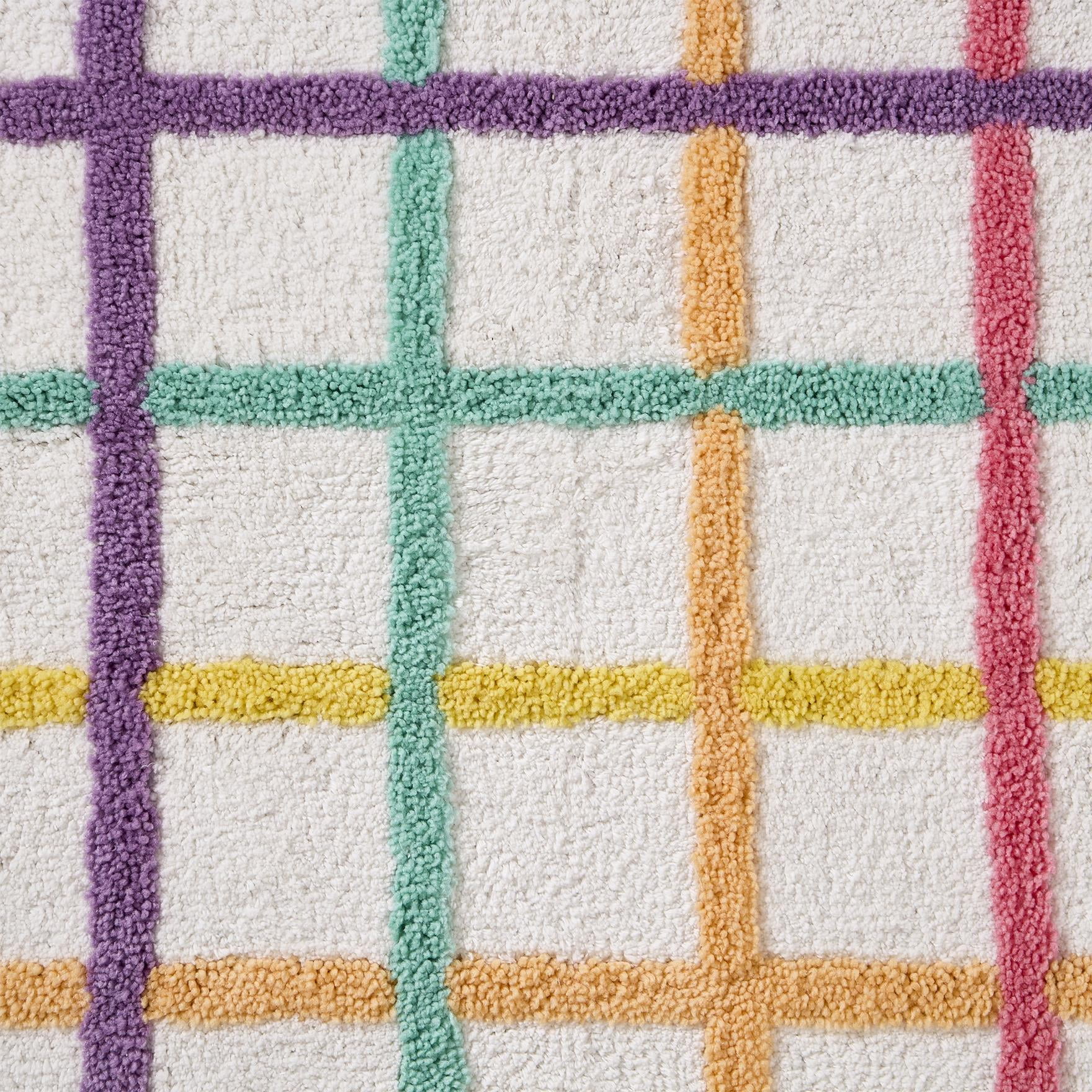 Hallmark Multicolor Chromatic Grid Cotton Rich Bath Rug, 20" x 30"