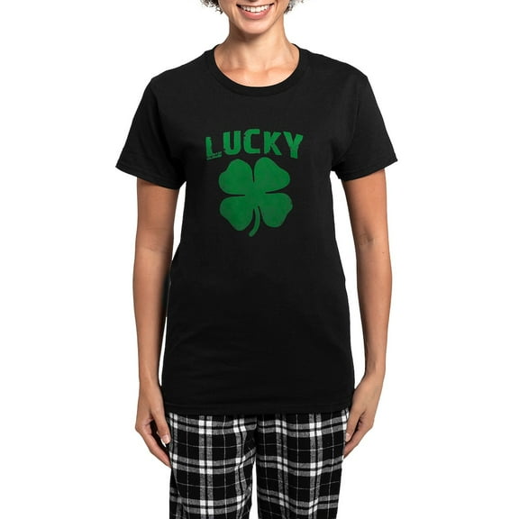 CafePress - Lucky Women's Dark Pajamas - Women's Short Sleeve Print T-Shirt and Pants Dark Cotton Pajama Set
