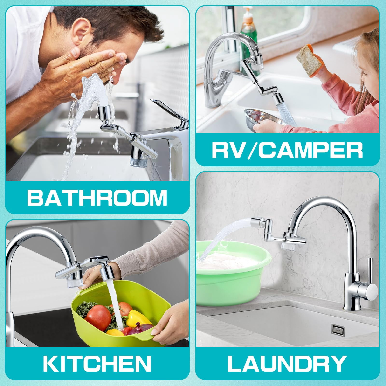 1440ºsink-water-filter Faucet-extender 3.0 Telescopic - Carbon Purifier Reduce 99% Chlorine  Test Bathroom Kitchen Aerator Swivel Long Arm Extension For Hard Water Softener