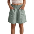 thumbnail image 3 of Endives Women's Linen Short High Waist Casual Shorts Summer Breathable Loose Fit Wide Leg Short Beach Shorts With Pockets Daily Wear, 3 of 7