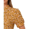 thumbnail image 5 of INSPIRE CHIC Women's Peter Pan Collar Blouse Floral Puff Short Sleeve Contrast Trim Cotton Button Down Top M Yellow, 5 of 6