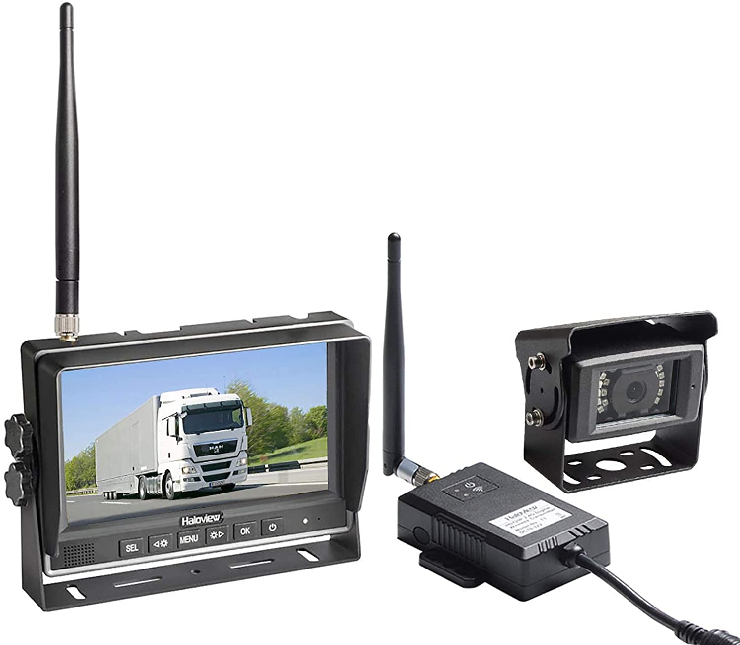 Haloview RD7 Wireless Long Range Backup Camera System kit 7'' 720P HD Digital Monitor Built in