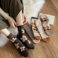 thumbnail image 3 of 5 Pairs Wool Socks for Women Thick Knit Cozy Vintage Cute Animal Floral Crew Socks, 3 of 6