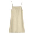 thumbnail image 3 of Bbyeadc Linen Dresses for Women Summer Cami Lounge Slip Sundress Sleeveless V Neck House Casual Mini Dresses,Beige (M), 3 of 7