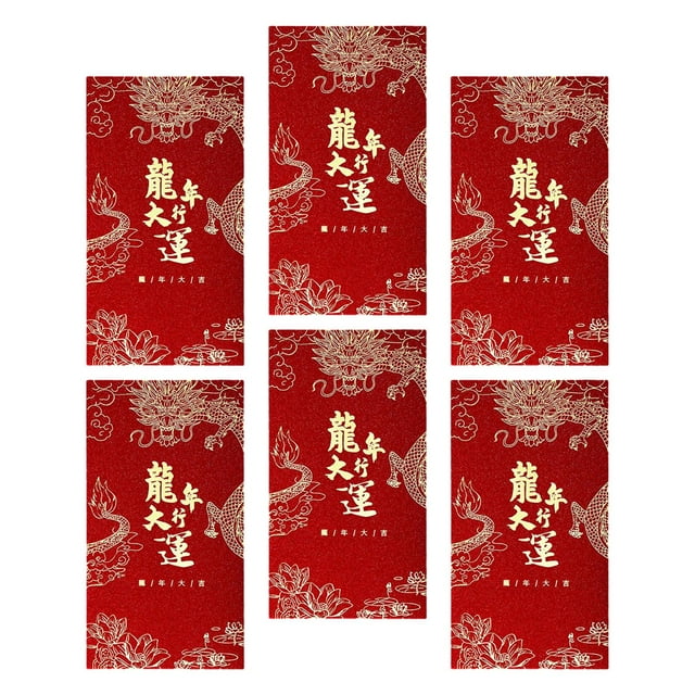 Tnarru 6 Pcs Enveloppes Rouges du Nouvel An Chinois Année du Dragon Enveloppes Rouges Cadeaux Souhaits Hong Bao Paquets Rouges pour Collation des Grades Festival