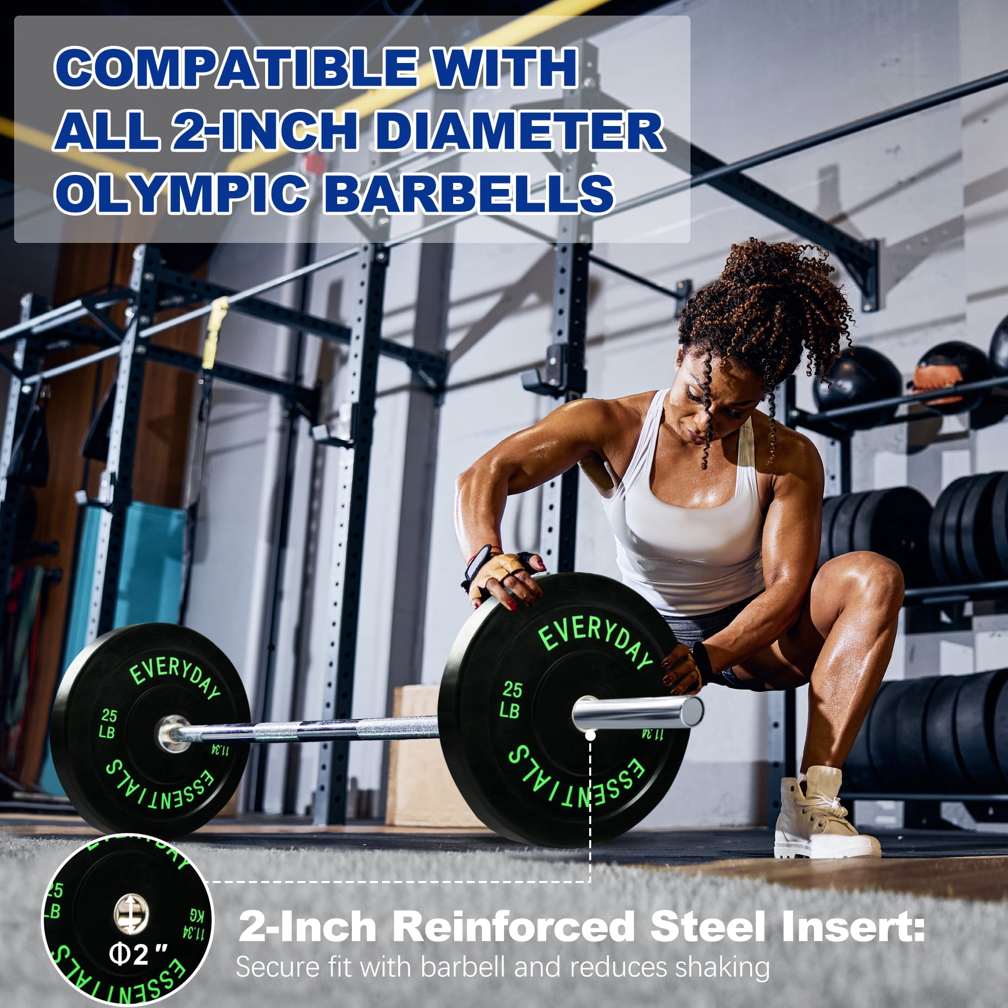 BalanceFrom Olympic Bumper Plate Weight Plate, 25 lbs Pair Black