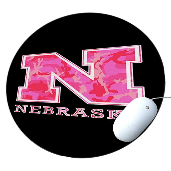 KuzmarK Round Mousepad / Hot Pad / Trivet - Nebraska Pink Camouflage