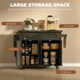 thumbnail image 4 of Kitchen Island Cart with Rubber Wood Top, Rolling Kitchen Island Table with Drawers, Adjustable Shelves, Spice Rack & Towel Rack — Brown, 4 of 6