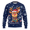 thumbnail image 5 of Christmas Sweatshirt for Men Women Long Sleeve Loose Casual Crewneck Ribbed Texture Snowflake and Reindeer Print Pullover, 5 of 6