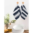 thumbnail image 2 of Navy Blue Grey Striped Kitchen Dish Towels for Drying Dishes Set of 2, Farmhouse Stripes Minimalist Waffle Weave Microfiber Hand Tea Bathroom Towels Quick Dry & Absorbent Towel 12x12, 2 of 7