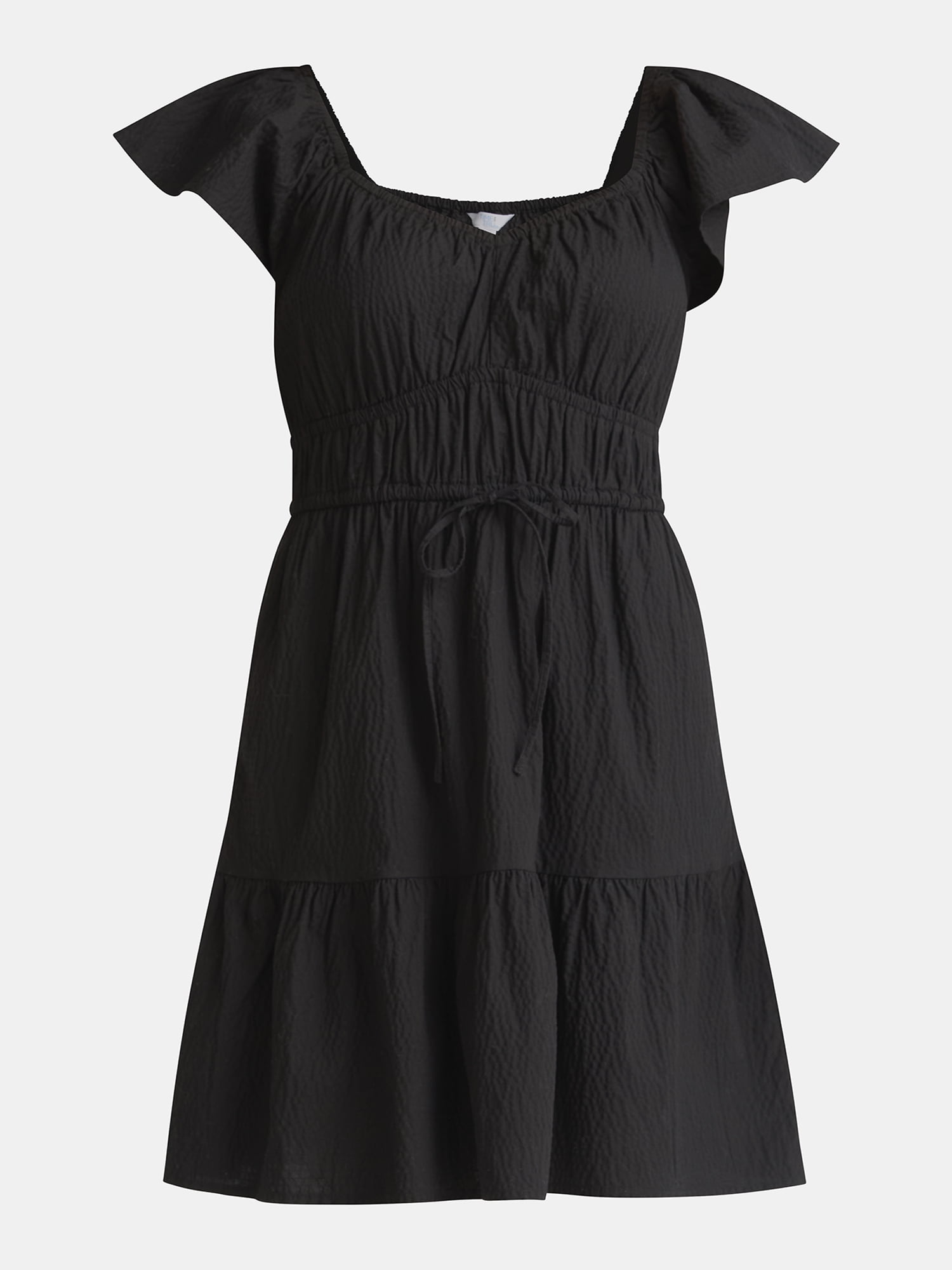 Time and Tru Women's Sweetheart Mini Dress with Flutter Sleeves, Sizes XS-3XL
