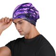 thumbnail image 3 of Rocae Purple Pattern White Tiger for Beanies Hats for Men Women Warm Chunky Knit Hats Winter Adult Milk Silk Knitted Beanie, 3 of 7