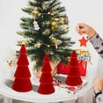 thumbnail image 6 of Red Plastic Flocked Christmas Tree Ornament Set Holiday Desktop Decor for Party Centerpiece, 6 of 9