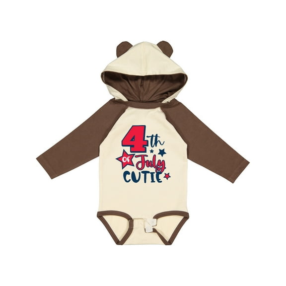 Inktastic 4th of July Cutie with Stars Boys or Girls Long Sleeve Baby Bodysuit
