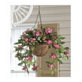 thumbnail image 2 of OakRidge Miles Kimball Fully Assembled Artificial Impatiens Hanging Basket, 10” Diameter and 18” Chain – Dark Pink Polyester/Plastic Flowers in Metal and Coco Fiber Liner Basket for Indoor/Outdoor Us, 2 of 3
