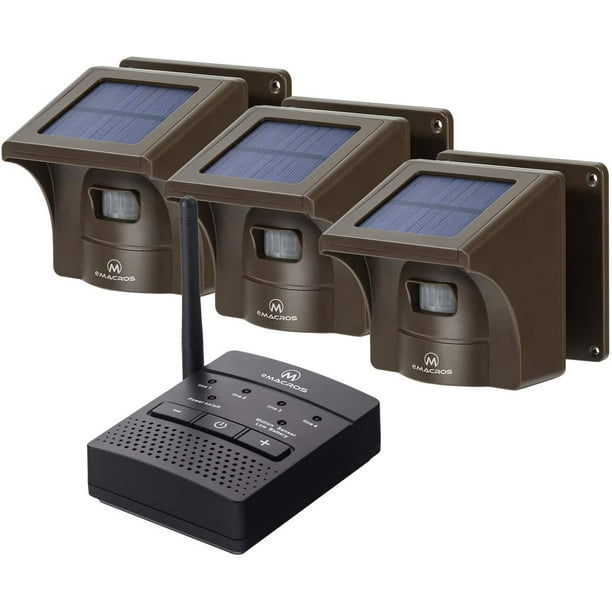 eMACROS 1/2 Mile Long Range Solar Wireless Driveway Alarm Outdoor