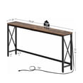 thumbnail image 2 of Console Table with Power Outlet, Narrow Sofa Table, 70.8" x 11.8" Farmhouse Table Behind Sofa Couch Hallway Entrance for Entryway, Living Room, Home, with Metal Frame, Rustic Brown, 2 of 5