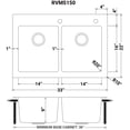 thumbnail image 2 of Ruvati RVM5150 Grey Stainless Steel 33 x 22 Inch Rectangular Drop-in Double Bowl Sink, 2 of 7
