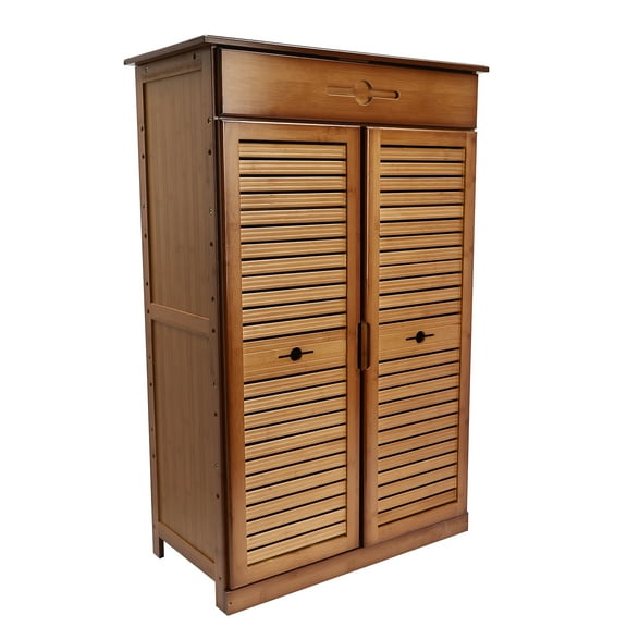 Large Capacity Bamboo Shoe Cabinet with 5 Tiers, 1 Drawer, 2 Doors, Adjustable Storage for Shoes, Dustproof and Elegant Design