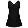thumbnail image 5 of Women Tankini Swimdress Tummy Control Bathing Suit Simple Tankini Tops Bikini Bottoms Twist Ruffles Black XL, 5 of 5