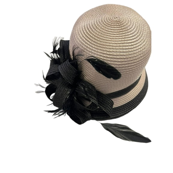 August Hats Hibiscus Cloche Hat, One Size, Cream/Black