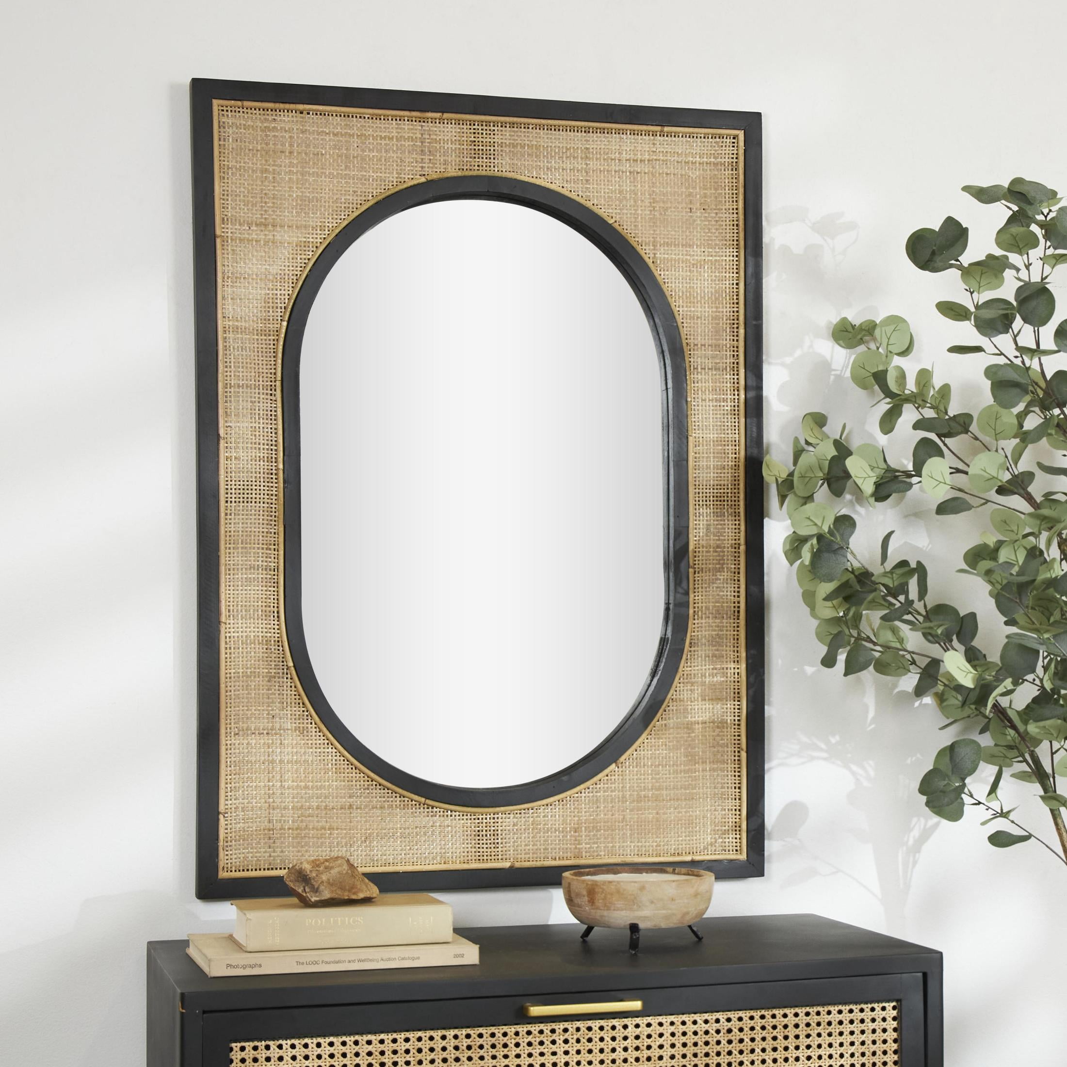 DecMode 30" x 42" Brown Wall Mirror with Black Accent Frames