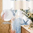thumbnail image 3 of No Hook Shower Curtain, Navy Blue Coastal Shower Curtains for Bathroom with See Through Top Window, Nautical Summer Beach Coral Starfish Ocean Waterproof & Washable Bath Curtain Long 72"x78", 3 of 9