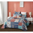 thumbnail image 4 of DaDa Bedding Bohemian Vibes Mediterranean Blue Floral Patchwork Quilted Bedspread Set  (JHW878), 4 of 9