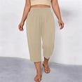 thumbnail image 7 of Maean Womens Plus Size Pants Elastic High Waist Wide Leg Baggy Solid Color Lounge Capri Pant L-5XL, 7 of 7