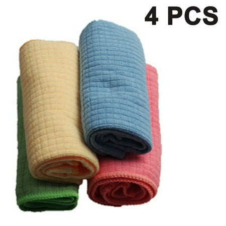 

Microfiber Cleaning Cloth Kitchen Towels Double-Sided Microfiber Towel Lint Free Highly Absorbent Multi-Purpose Dust and Dirty Cleaning Supplies for Kitchen Car Cleaning. Pack of 4